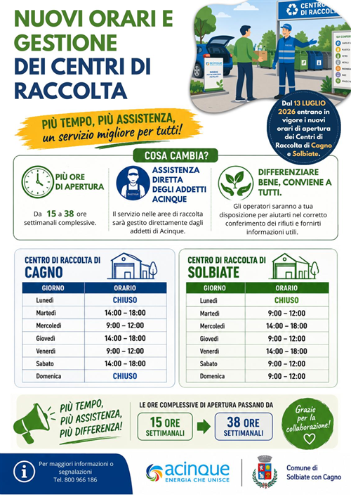 Aree di raccolta: nuovi orari, aperture e gestione